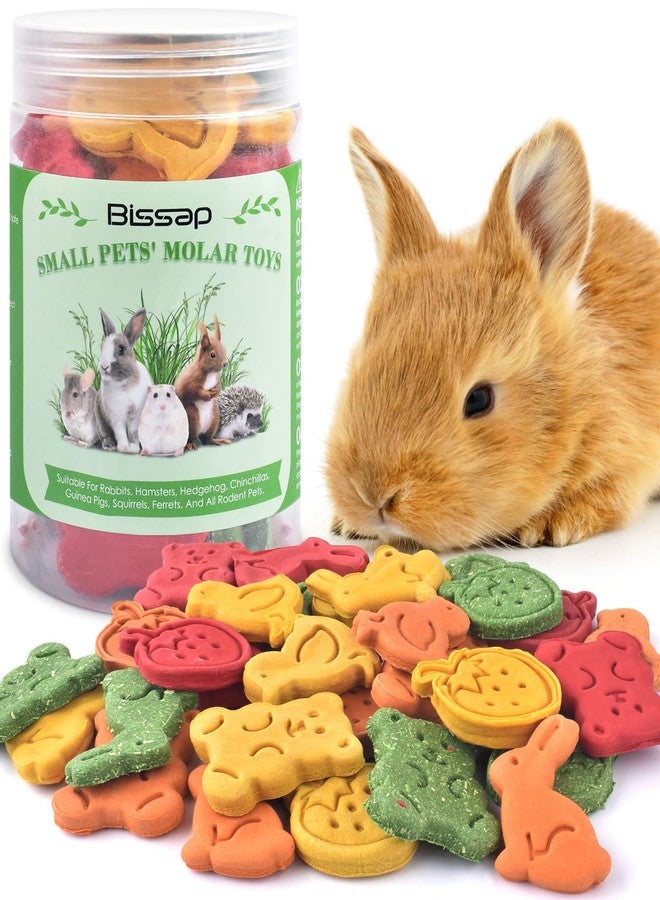 Bissap 32PCS Bunny Chew Toys, Mixed Natural Timothy Hay Pumpkin Strawberry Carrot Chinchillas Chewing Toys and Treats for Rabbit Bunny Guinea Pig Hamster Gerbil and Other Small Animals Molar Snacks - Image 1